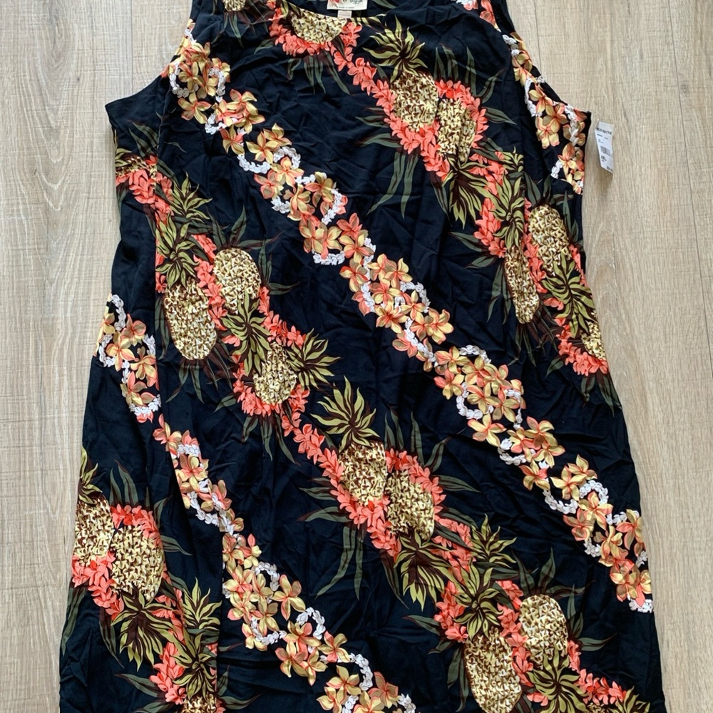 Hilo Hattie Hawaii Sleeveless Sun Dress Hawaiian Black Floral Rayon Women 4XL - Picture 7 of 11